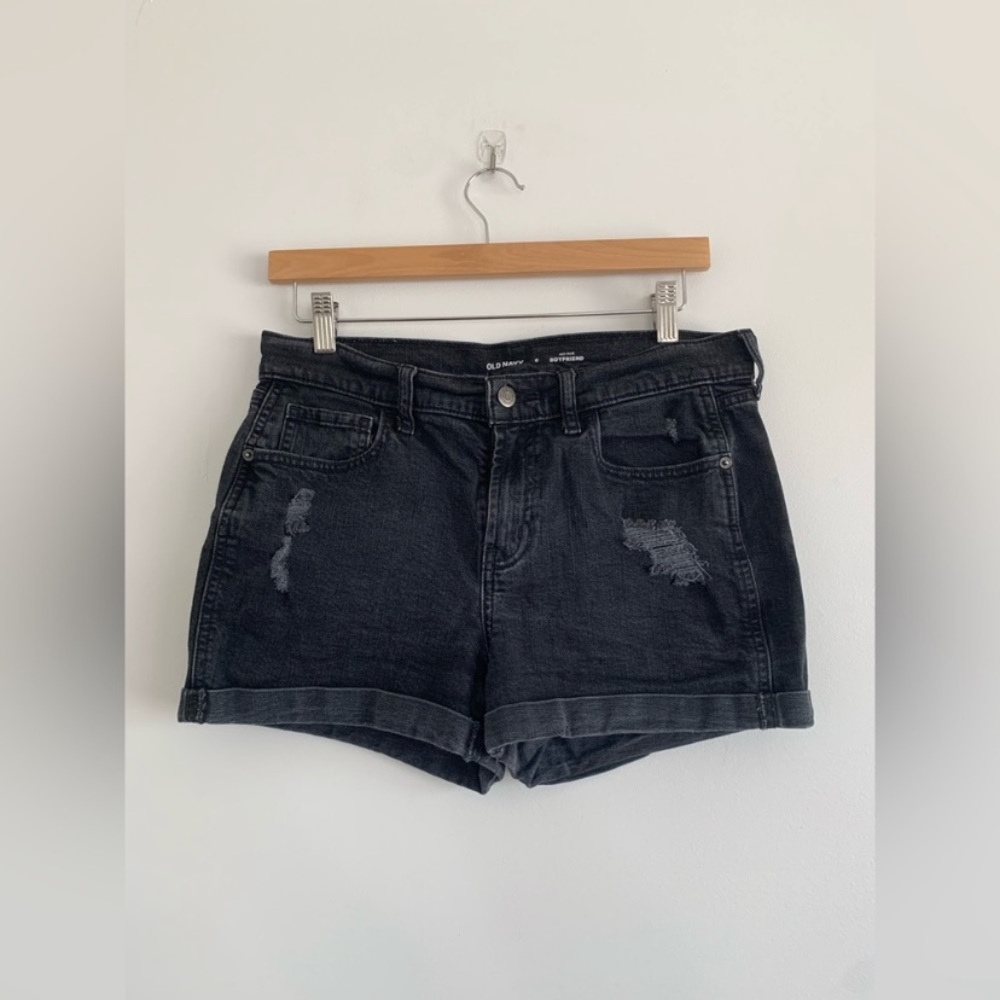 Old Navy Boyfriend Distressed Black Shorts